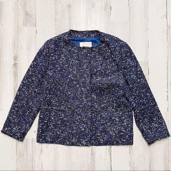 Hugo Boss Julira Tweed Suit Jacket In Pilot Fantasy - Picture 3 of 8